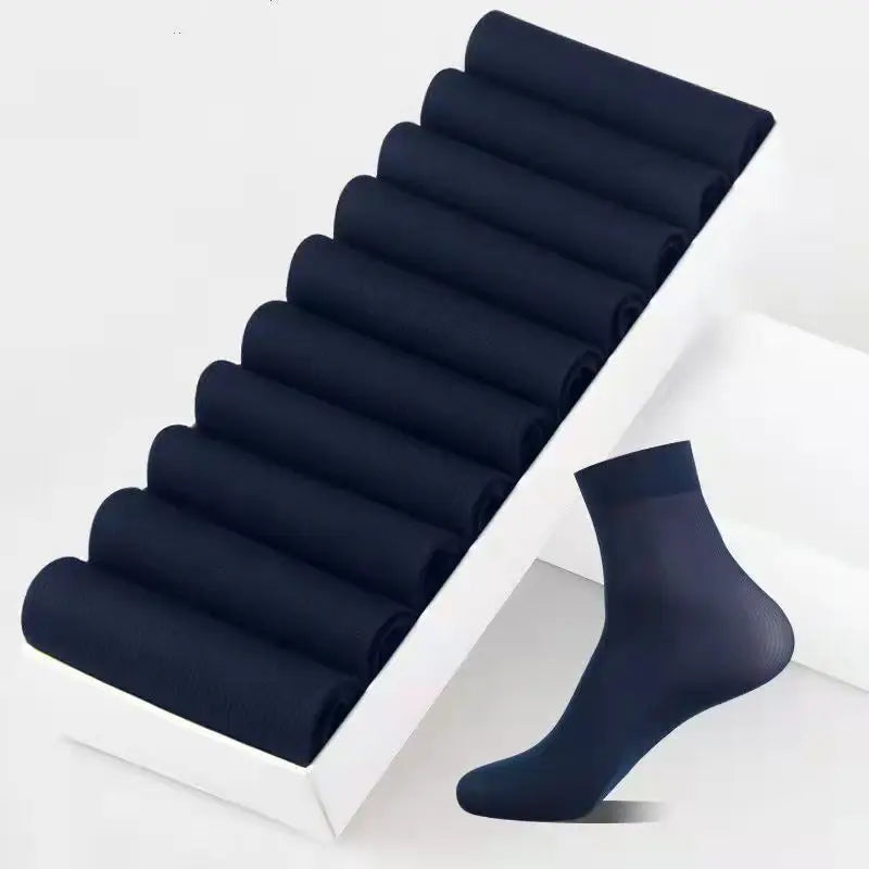 40 pçs meias respiráveis para homens verão ultra-fino listra gelo seda legal meias antibacterianas negócios homens de fibra de bambu meias longas