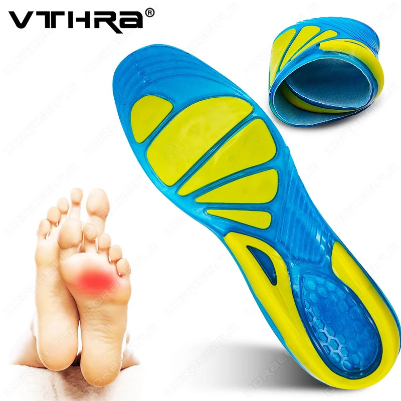 Palmilha de gel vthra, palmilha ortopédica de silicone para cuidados com os pés, palmilhas esportivas, almofadas de absorção de choque, arco ortopédico