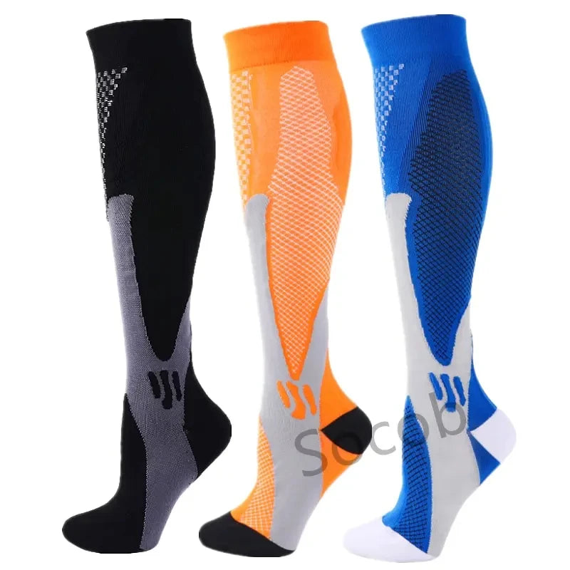 3/6/7 pares de meias de compressão varicosas edema joelho meias estiramento ao ar livre correndo ciclismo caminhadas esportes meias ginásio yoga futebol