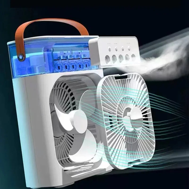 Portátil 3 em 1 ventilador de ar condicionado doméstico pequeno refrigerador de ar led luzes noturnas umidificador ajuste ar ventiladores casa dropshipping