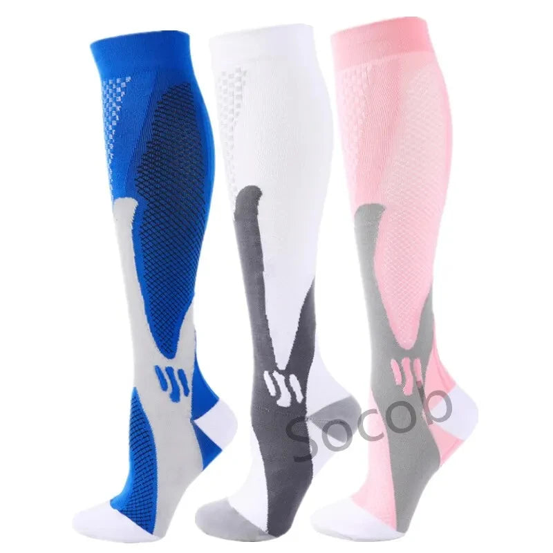 3/6/7 pares de meias de compressão varicosas edema joelho meias estiramento ao ar livre correndo ciclismo caminhadas esportes meias ginásio yoga futebol