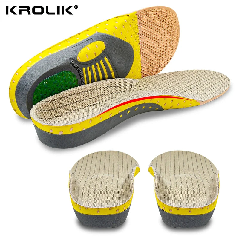Krolik palmilhas ortopédicas de gel para tênis, almofada ortopédica para pés planos, almofada de suporte para arco, alívio de dor nos pés, homens e mulheres
